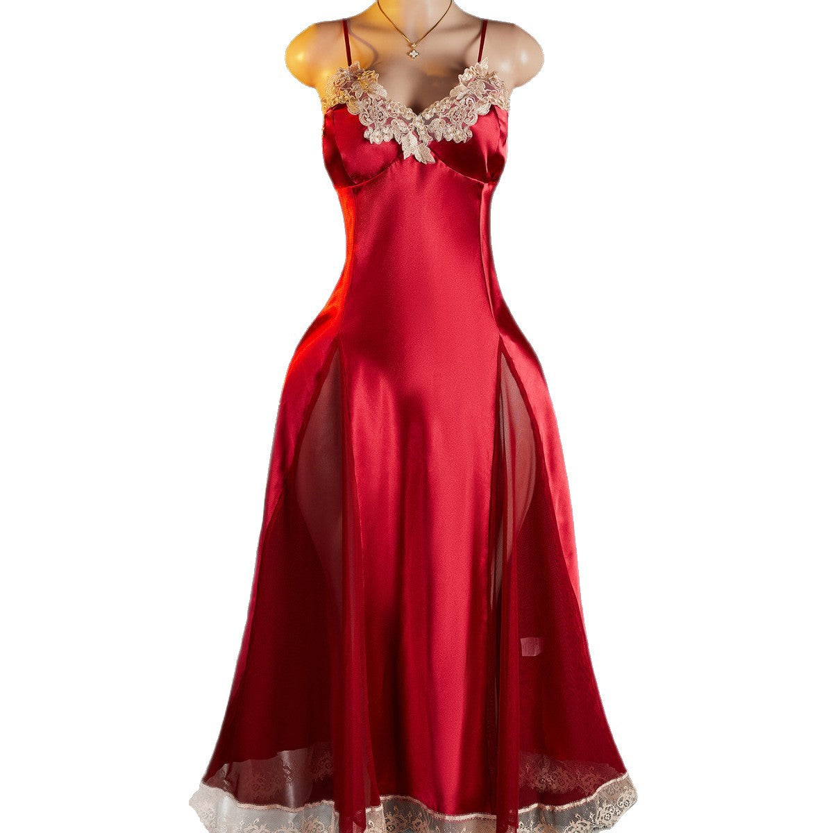🩸 Étreinte de Minuit — Robe Satinée à Dentelle
