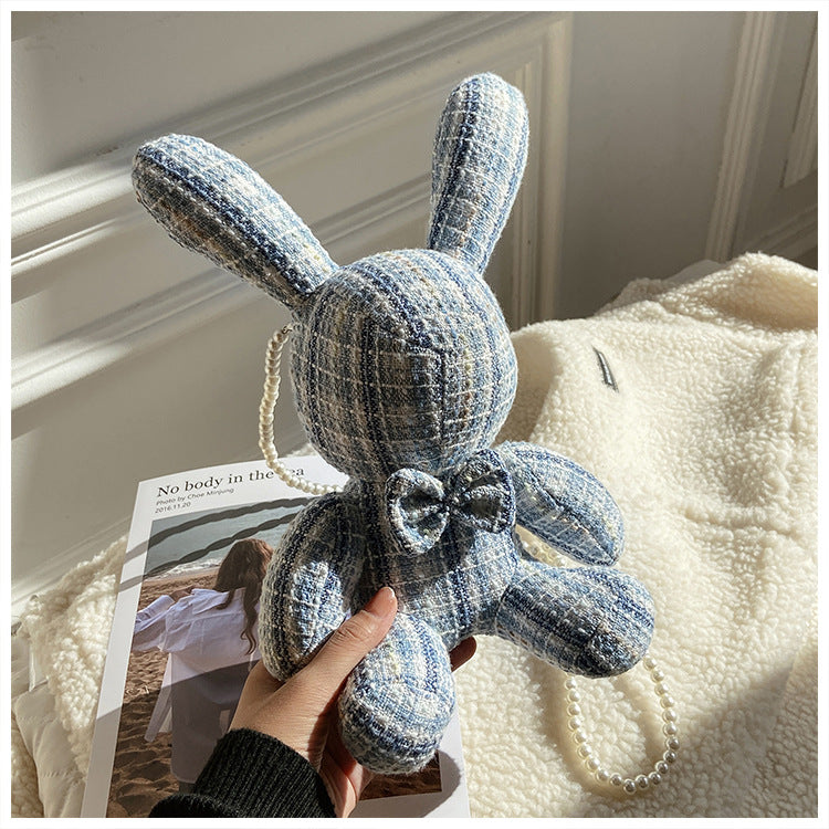 Sac Lapin des Ombres – Tissu Texturé & Chaîne Perlée