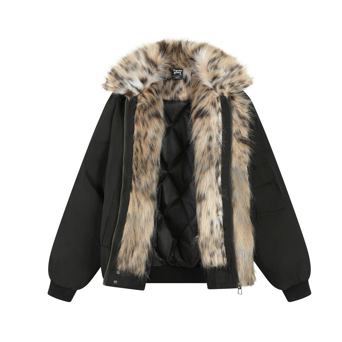 Blouson homme à col effet fourrure léopard – Élégance nocturne
