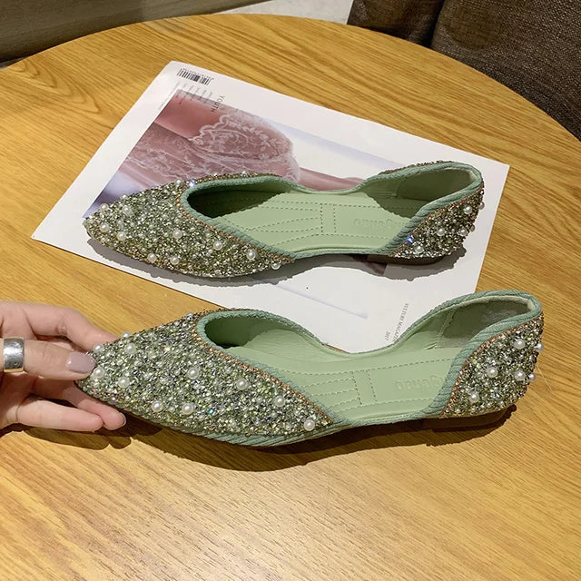 Ballerines Bijou des Profondeurs – Cristaux & Nœud Scintillant