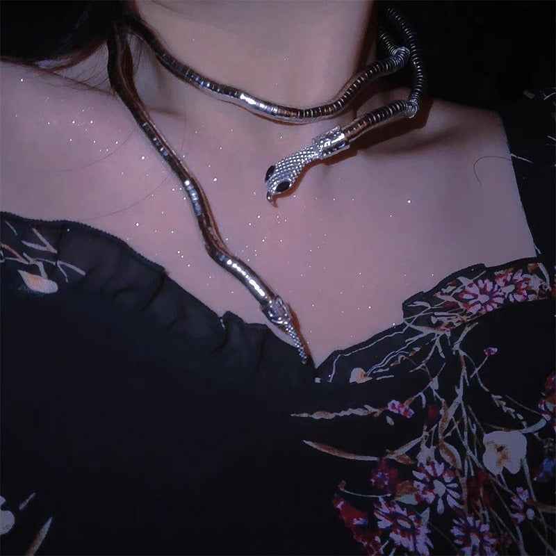 🐍 The Serpent's Embrace — Silver Snake Necklace