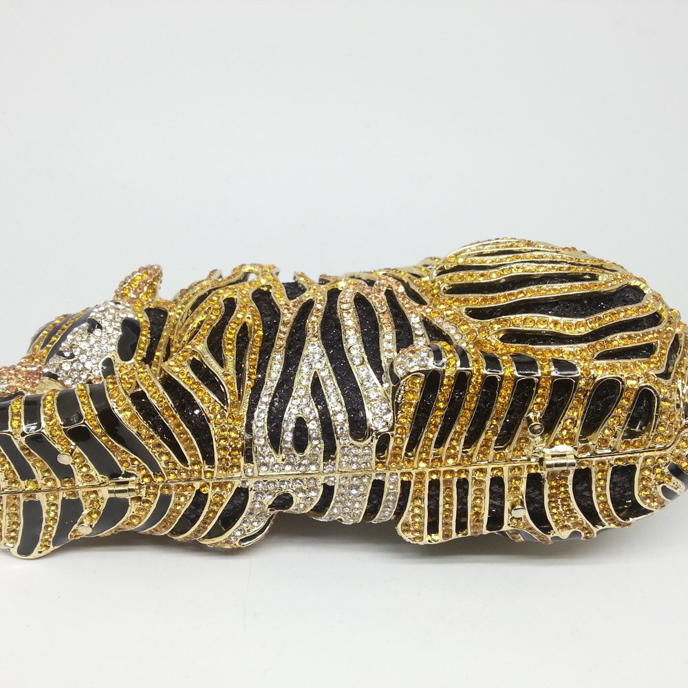 Minaudière Tigre Doré – Sac Bijou Cristaux & Strass