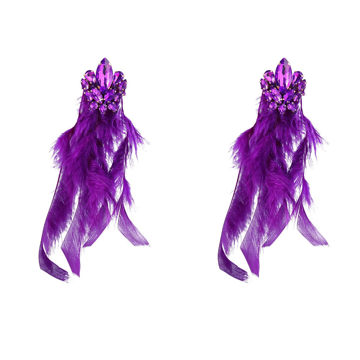 Boucles d’Oreilles Plumes & Cristaux – Éclat Bohème