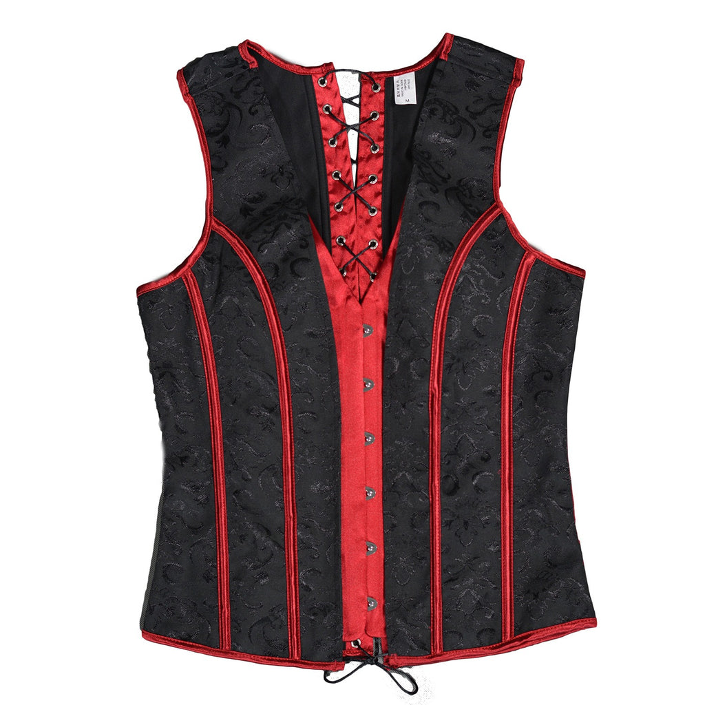 Gilet Corset Gothique Homme Noir & Rouge – Ombre Écarlate