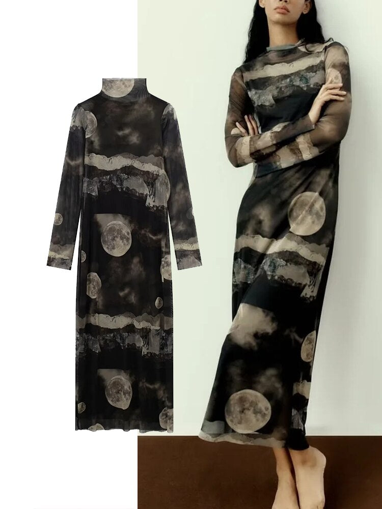 🌕 Sous la Pleine Lune — Robe Longue Mystique