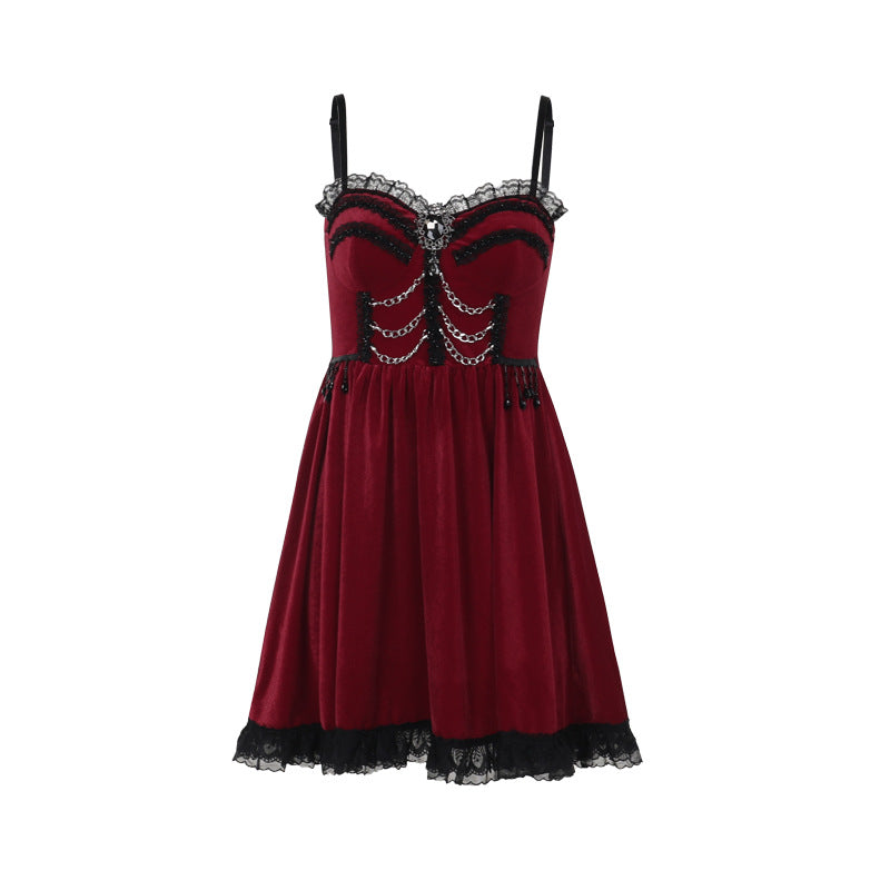 🎪 La Dompteuse Écarlate — Robe Gothique à Chaînes