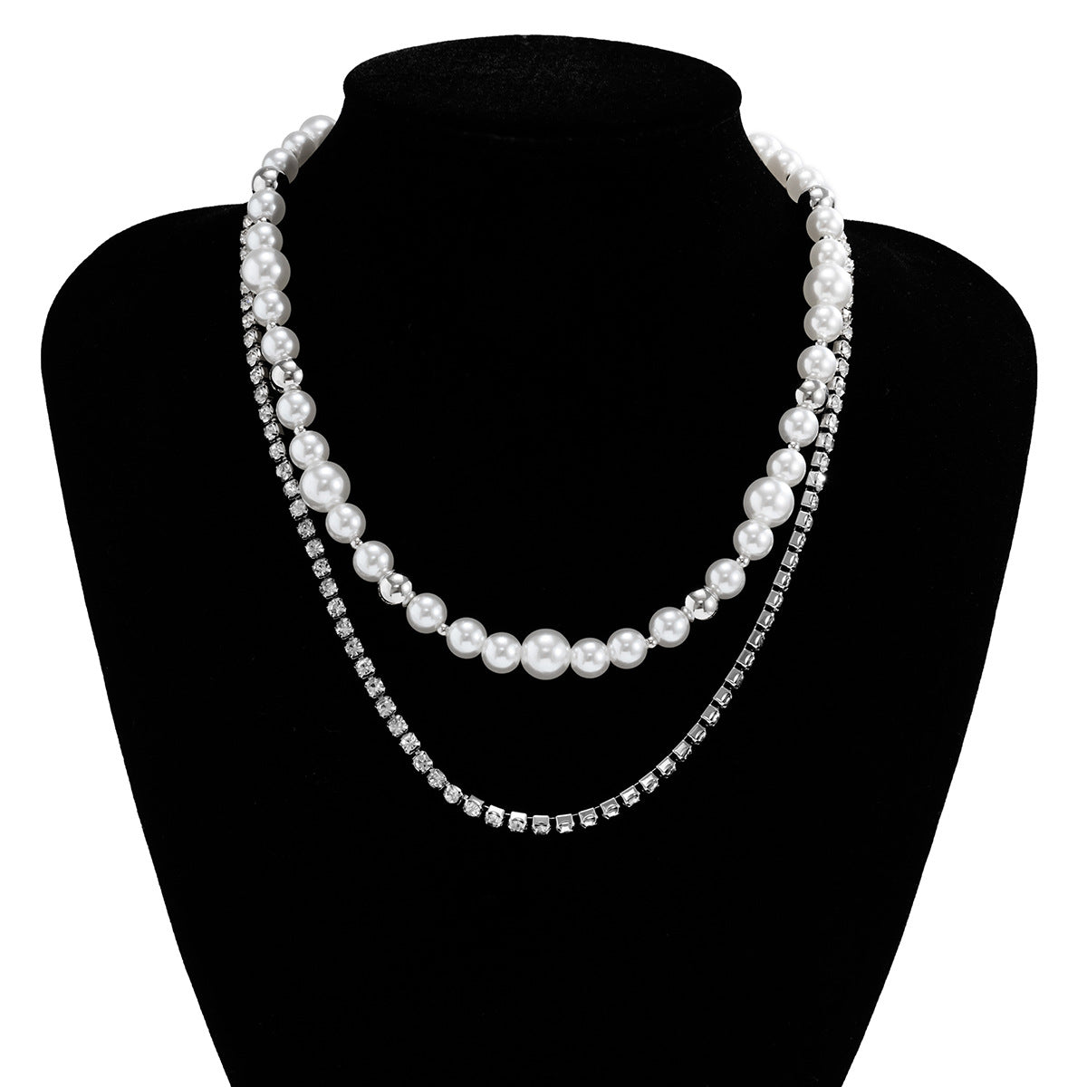 Collier Double Éclipse – Perles & Chaîne Cristal Homme