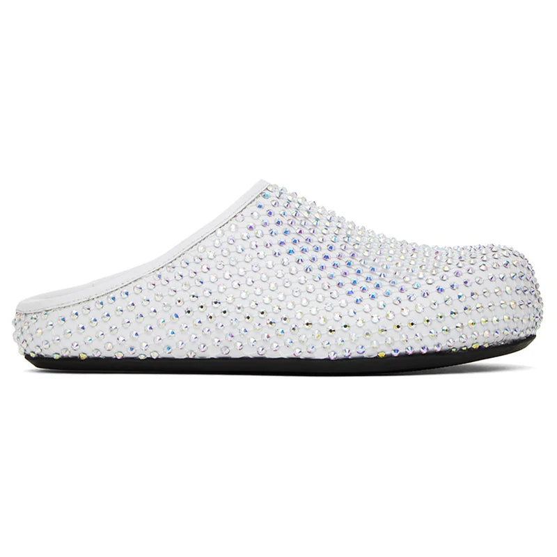 Mules Éclat de Givre – Strass Noirs & Cristal