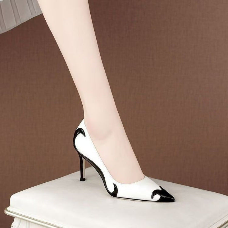 Escarpins Reine des Glaces – Satin Bicolore à Talon Aiguille