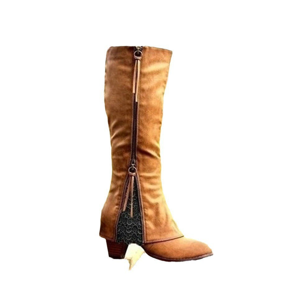 Bottes hautes bohème sombre à talon – Esprit sorcière nomade