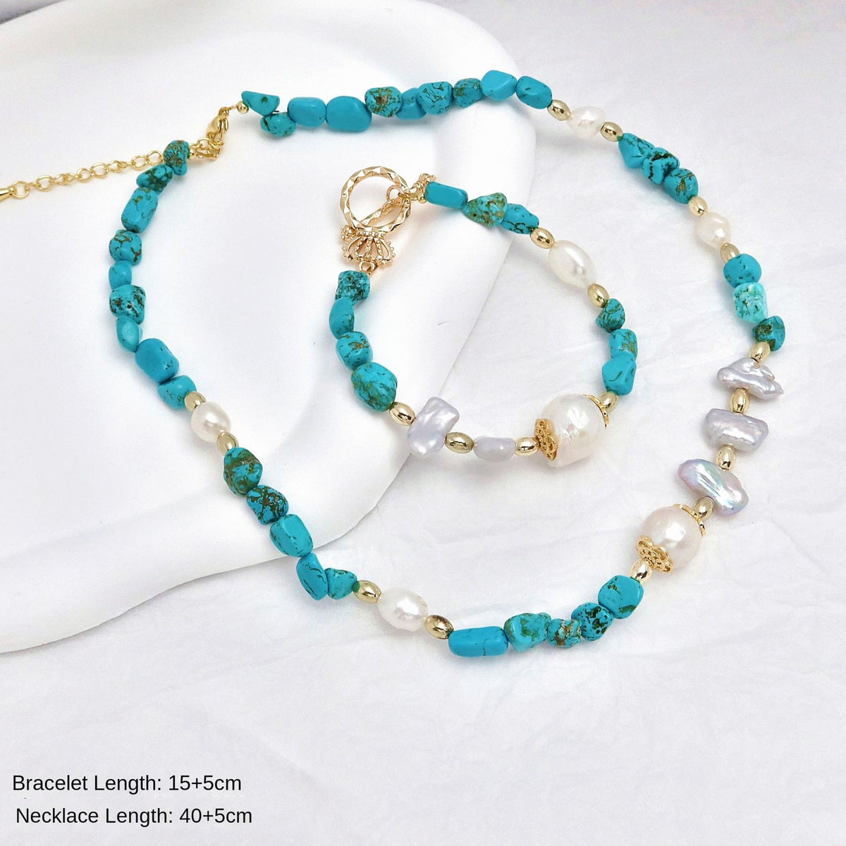 Trésor des Profondeurs – Parure Turquoise & Perles Baroques
