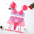 Les Plumes du Boudoir – Ensemble Lingerie 4 Pièces Pourpre