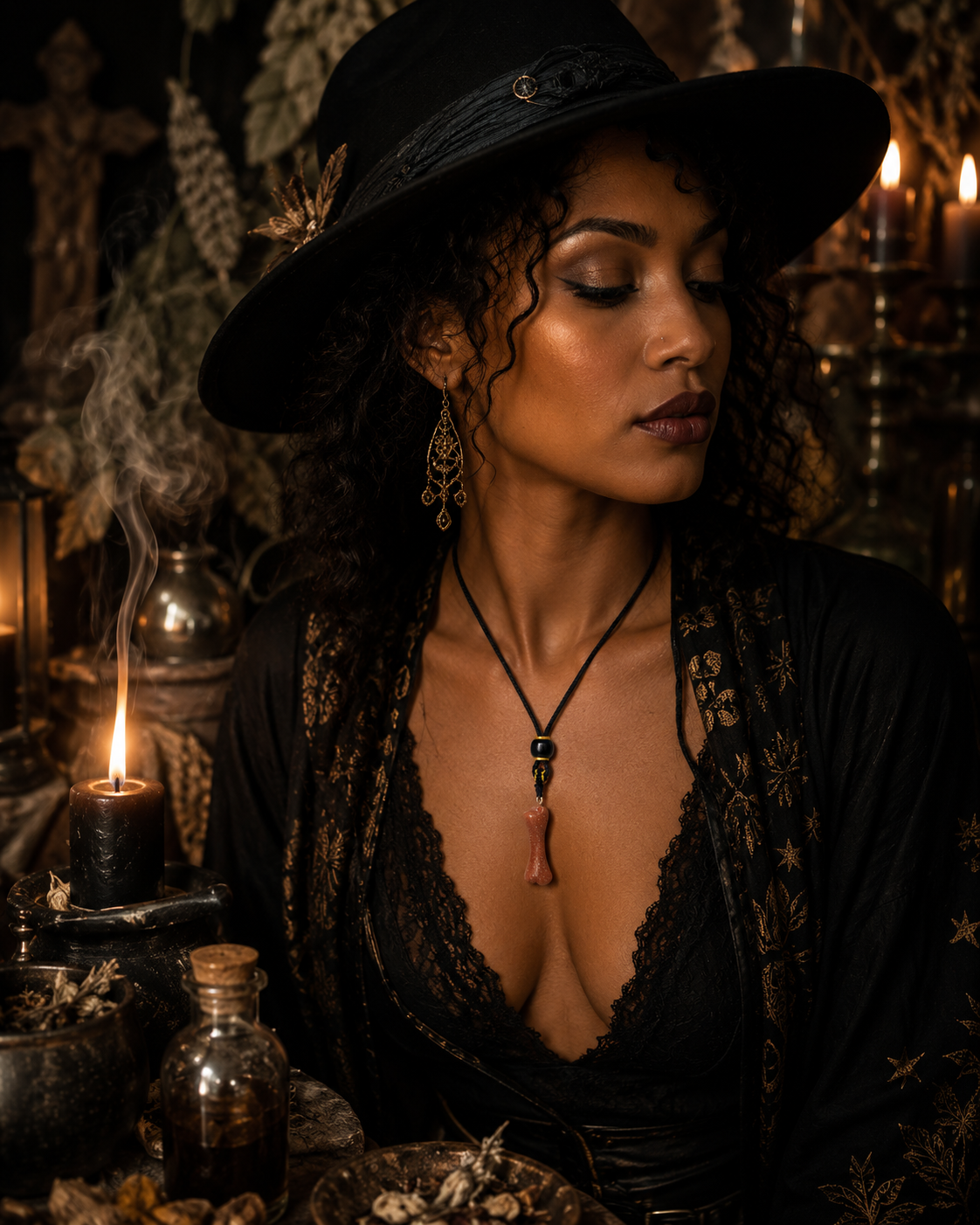 Os des Esprits – Collier Talisman en Goldstone