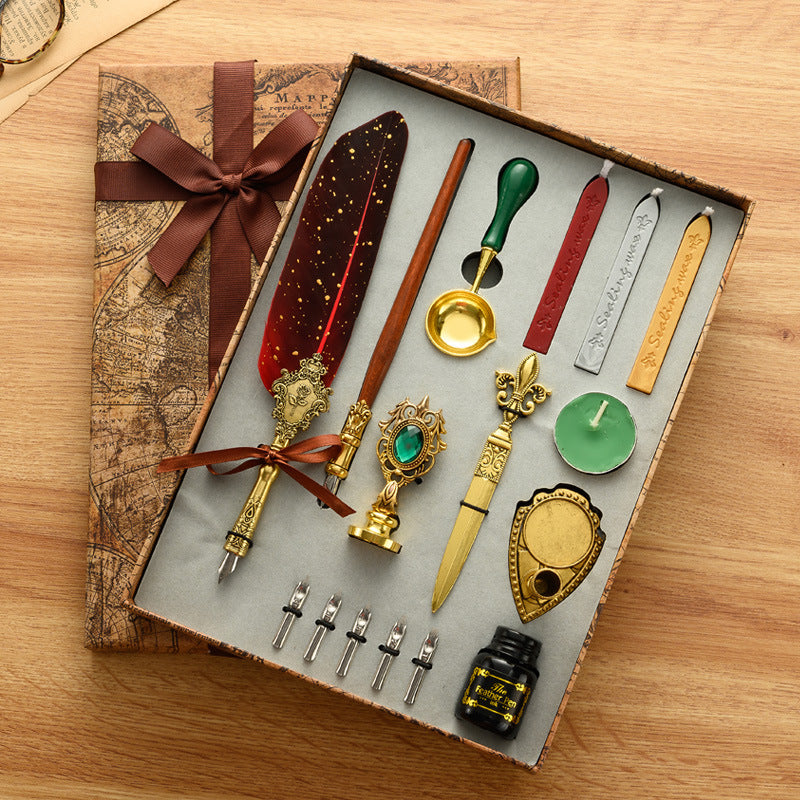 Coffret de Calligraphie Occulte – Plume Ancienne & Sceau
