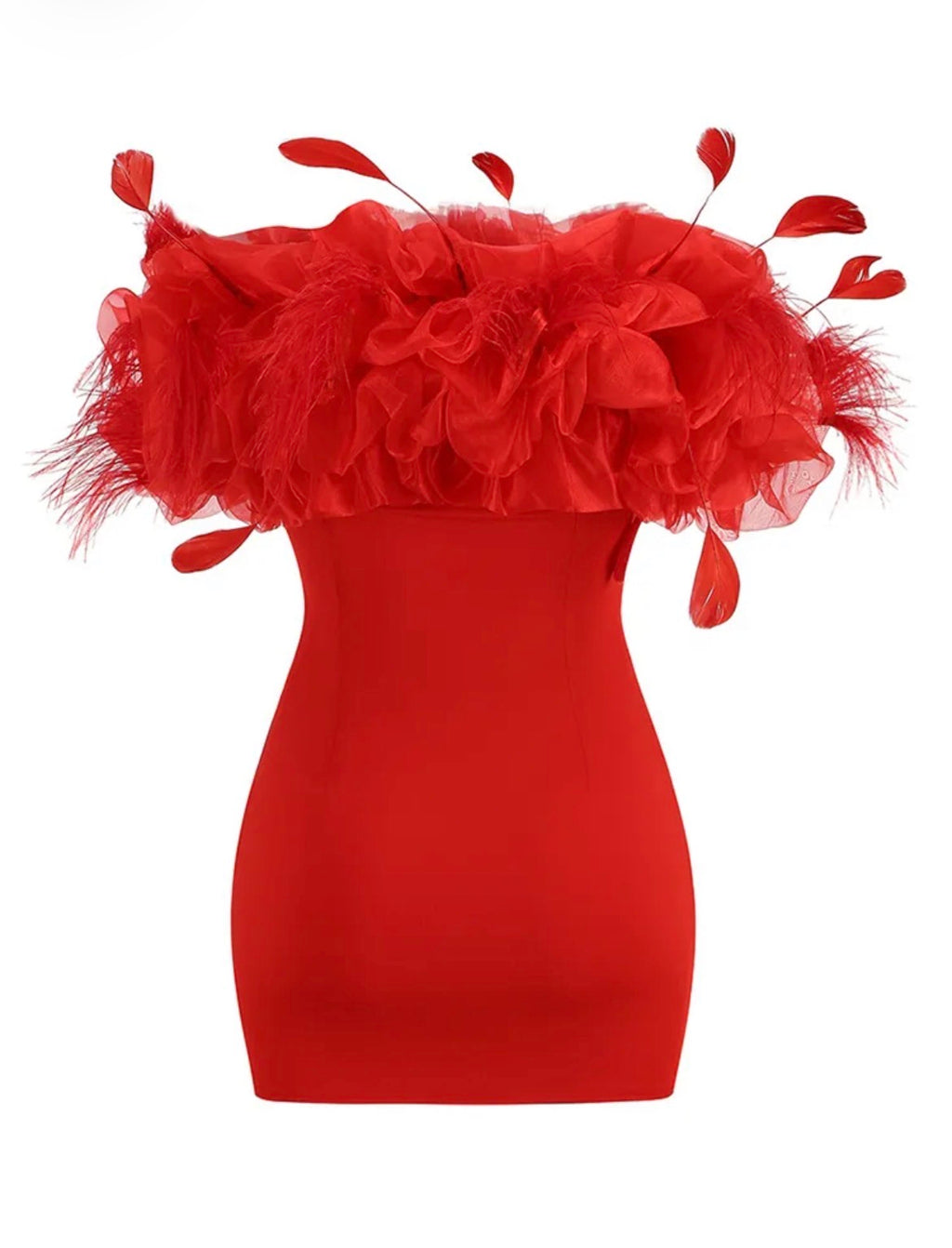 Robe Écarlate du Boudoir – Plumes & Pétales