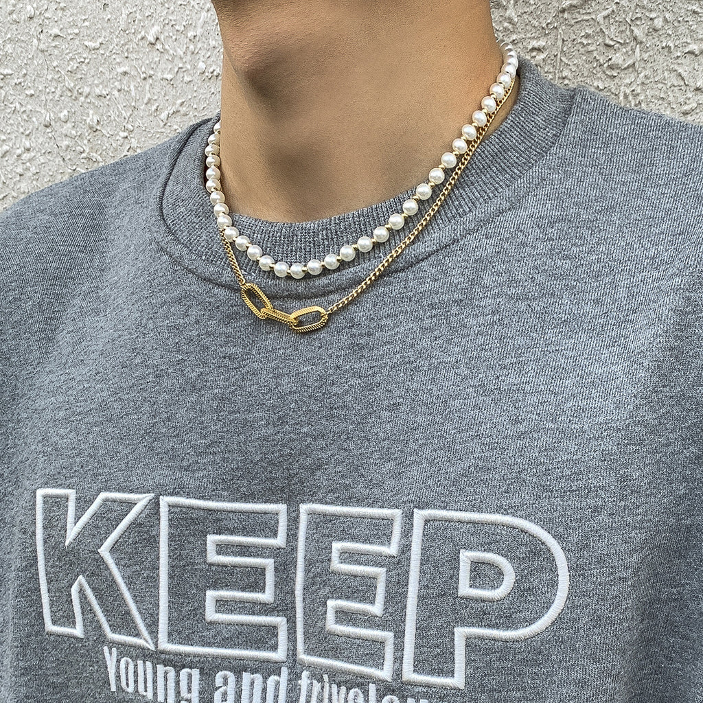 Collier Homme Double Rang Perles & Maillons – Héritier des Ombres