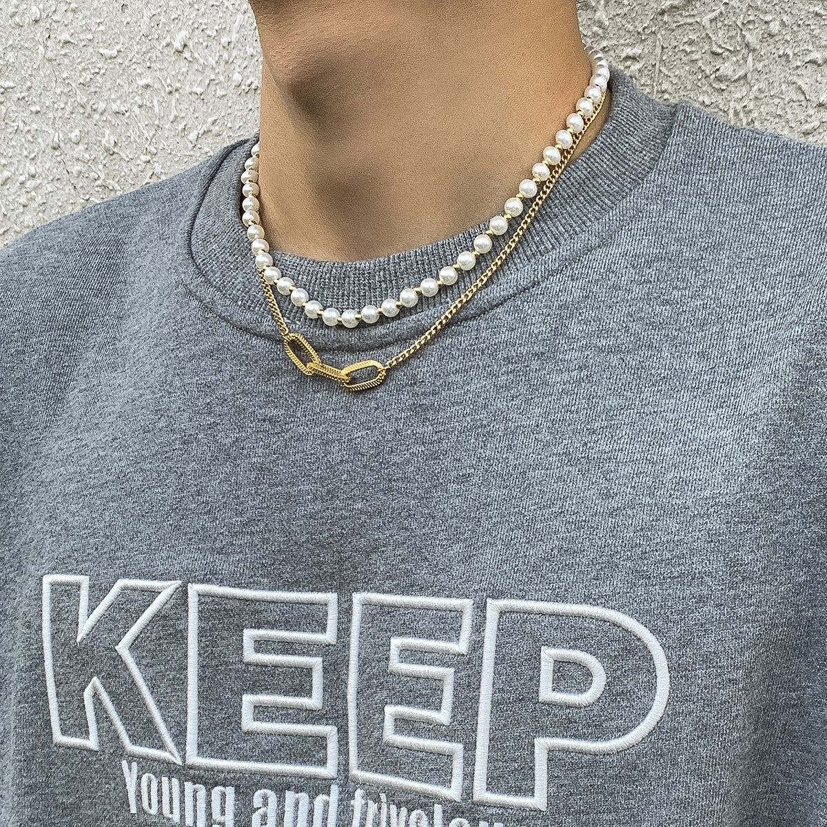 Collier Homme Double Rang Perles & Maillons – Héritier des Ombres