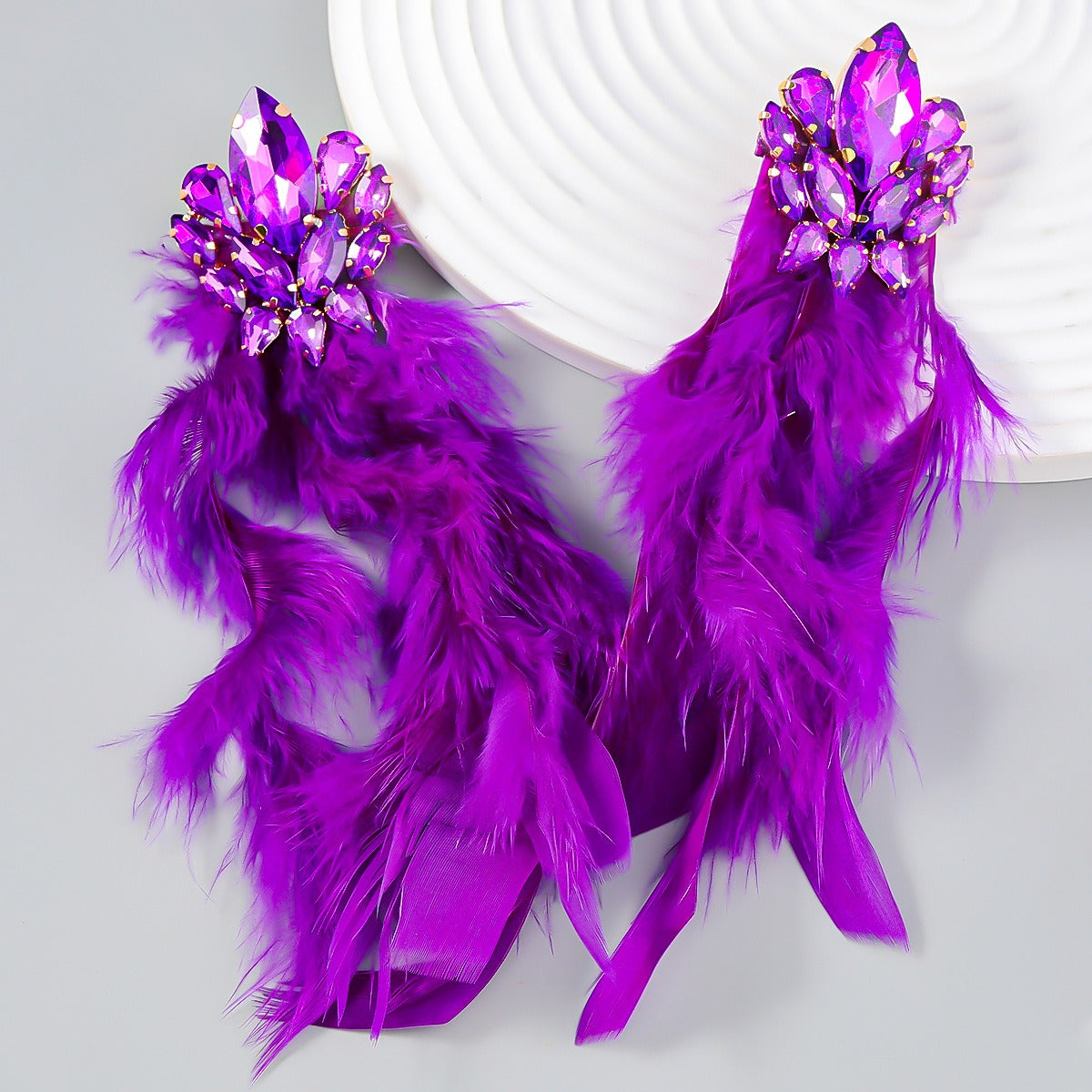 Boucles d’Oreilles Plumes & Cristaux – Éclat Bohème