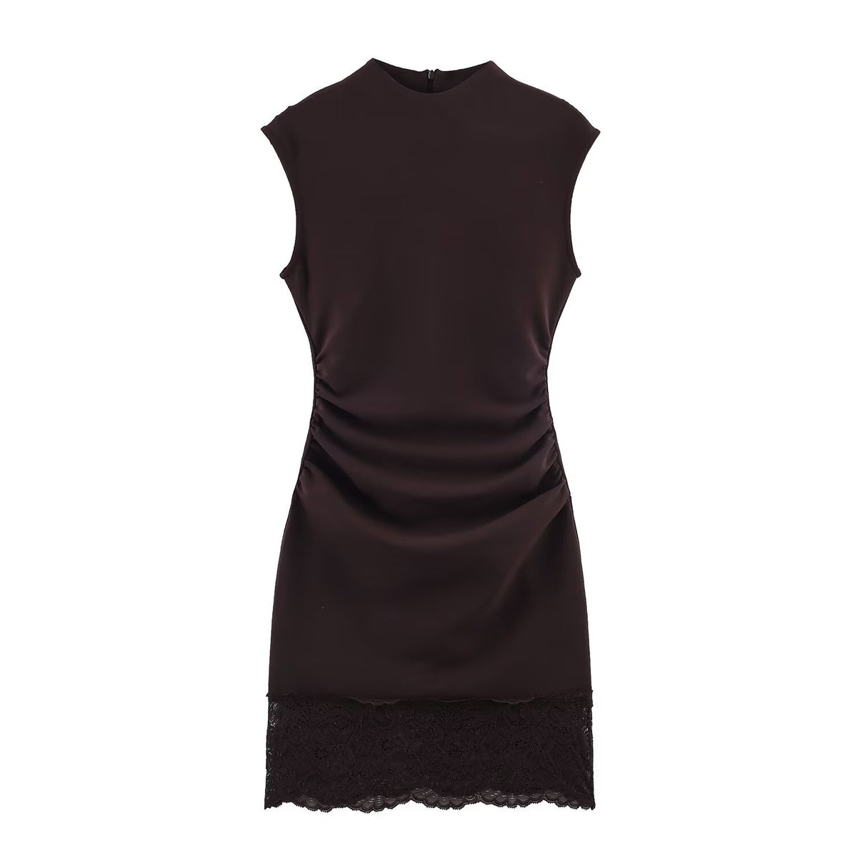 Robe Courte Satinée à Dentelle – Élégance Nocturne