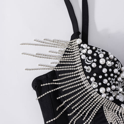 Bustier Écume de Minuit – Perles & Franges ». 🌙🥂