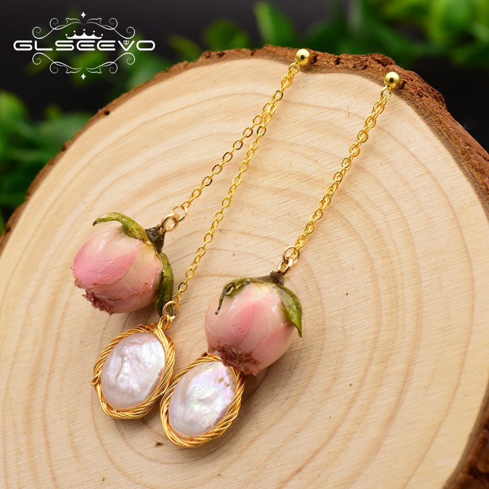 🌹 Les Perles de la Rose Engloutie — Boucles d’Oreilles Baroques