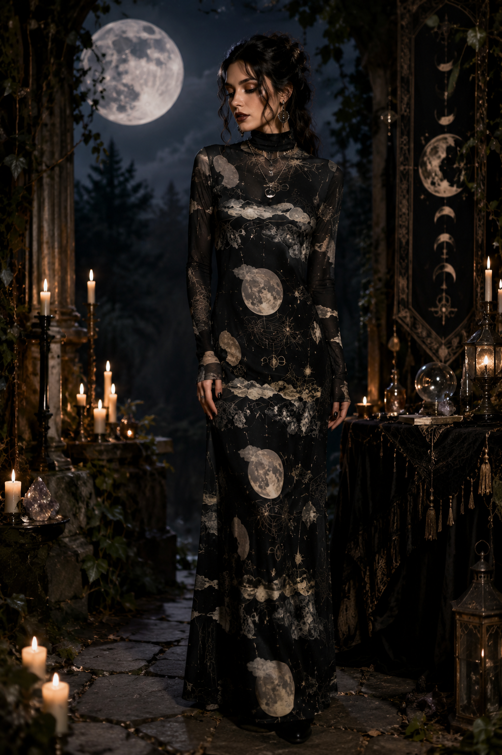 🌕 Sous la Pleine Lune — Robe Longue Mystique