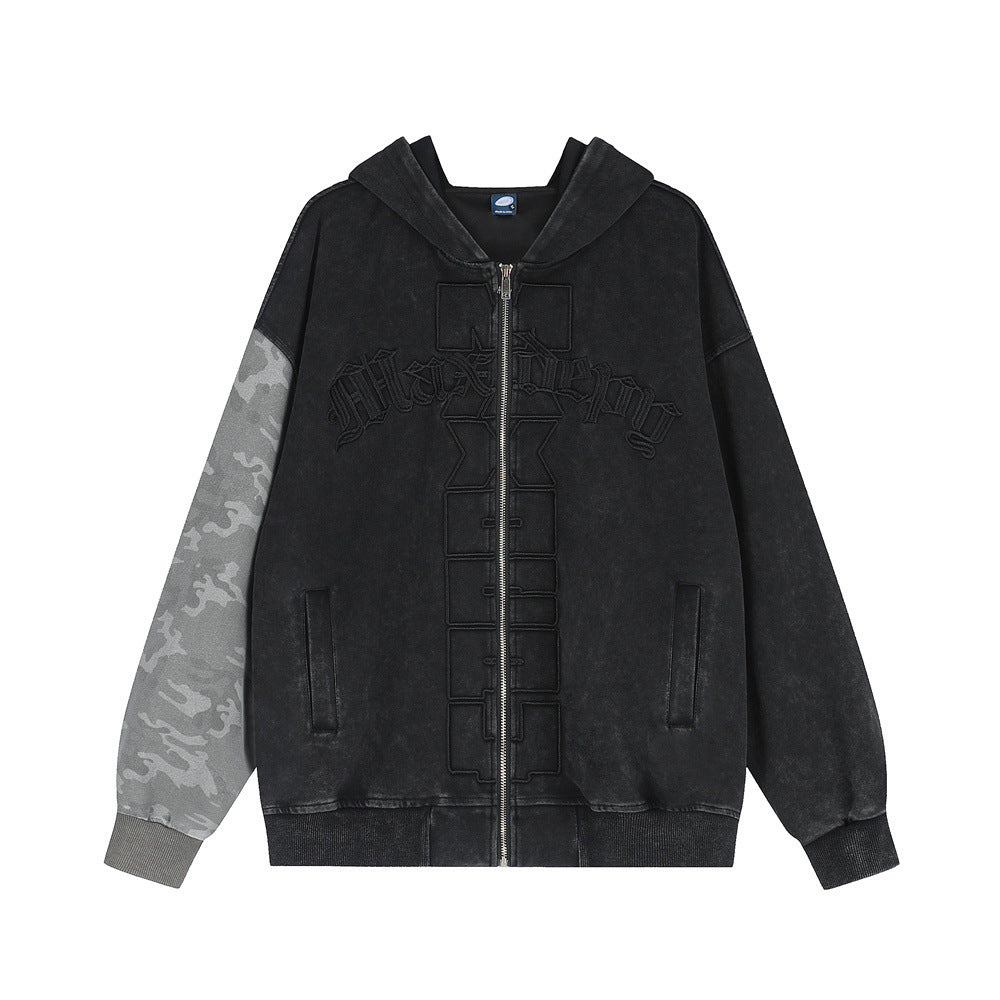 Sweat Zippé Homme Ombre Urbaine – Noir & Camouflage