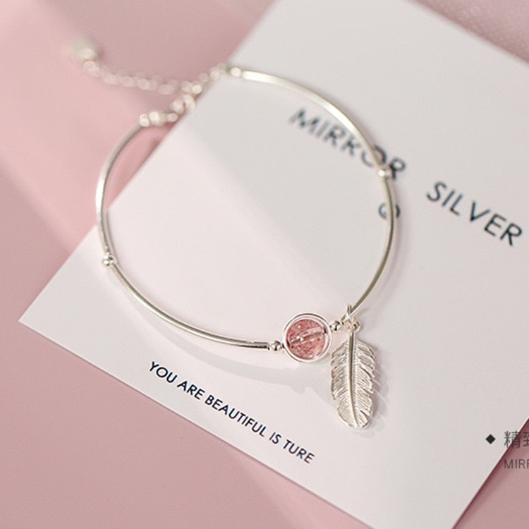 Bracelet Plume d’Argent – Argent 925 & Cristal