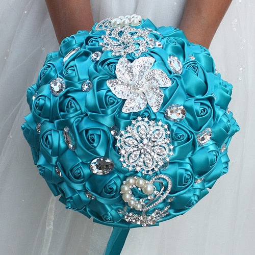 Bouquet de Mariée Éternel – Roses, Cristaux & Strass