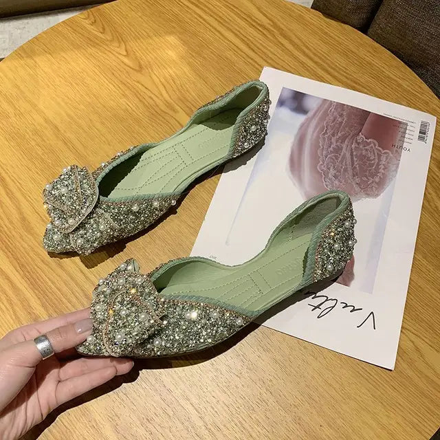 Ballerines Bijou des Profondeurs – Cristaux & Nœud Scintillant