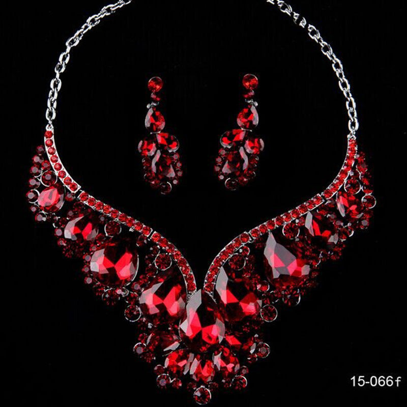 Dark Nuptials Set - Crystal Necklace & Earrings