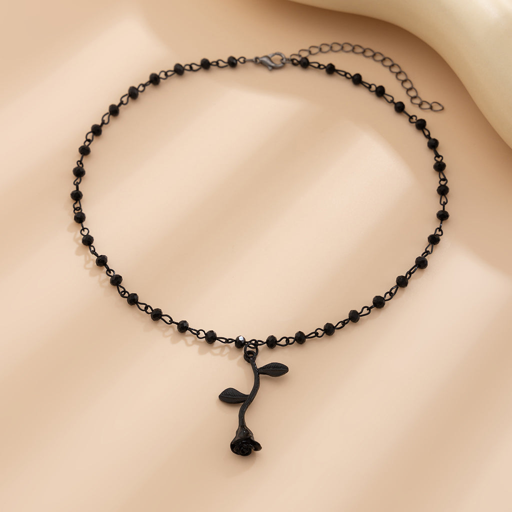 🖤 Le Serment de Minuit — Collier de Perles Noires & Cristal