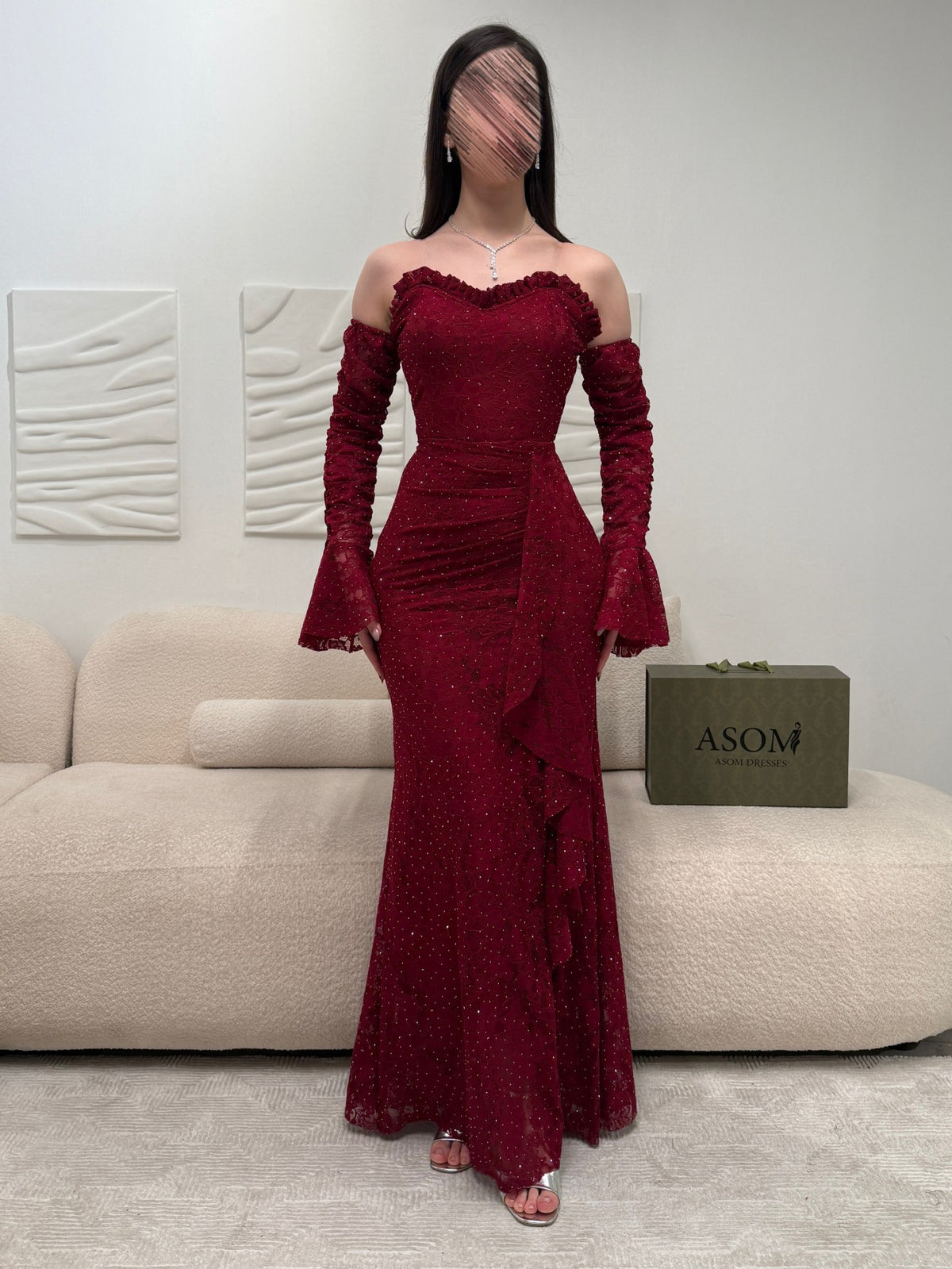Robe Sirène Grenat à Sequins – Élégance Vampirique