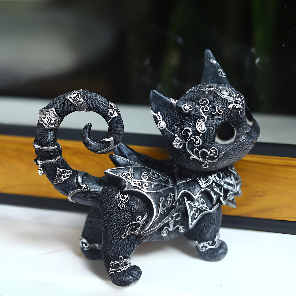 Le Familier des Neiges Noires — Figurine Chat Gothique