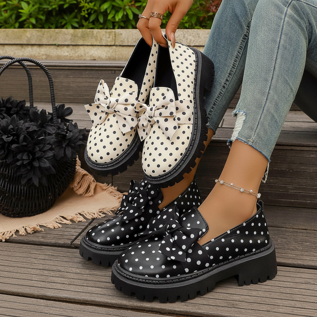 Mocassins Arlequin Nocturne – Pois & Nœud