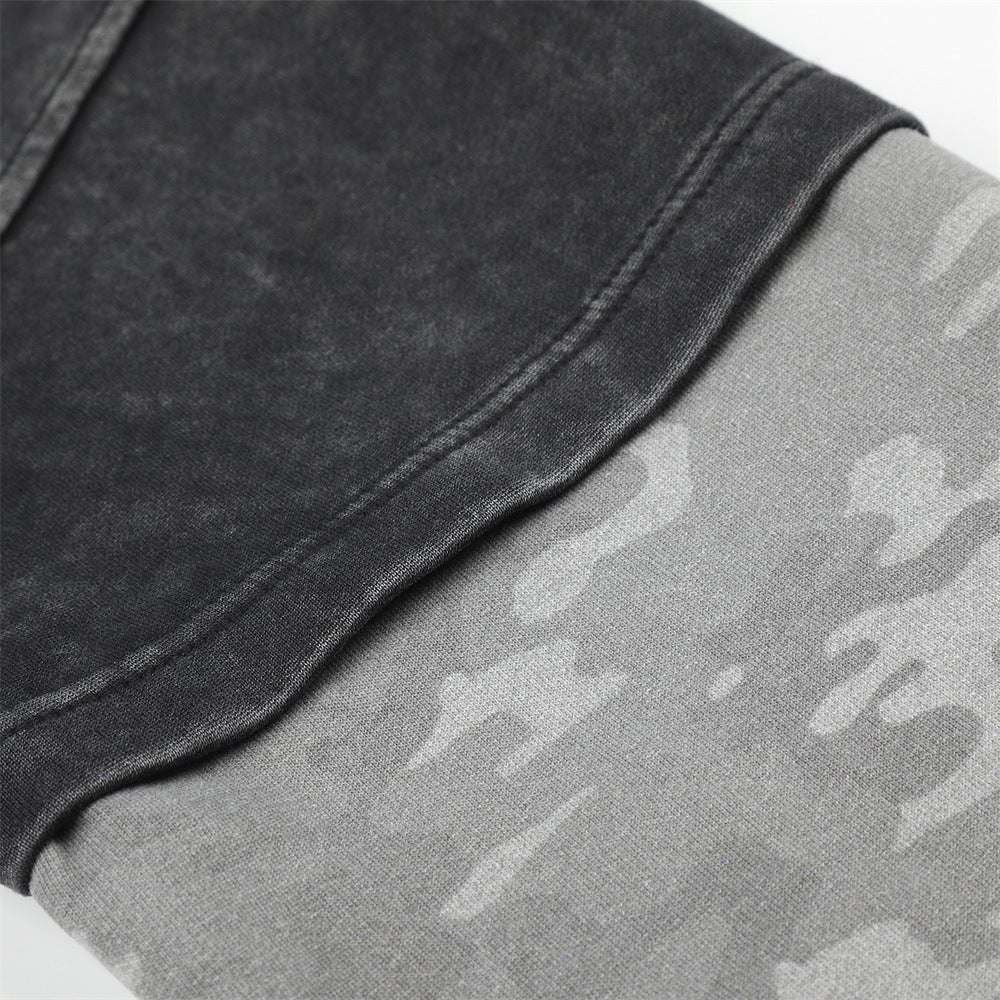 Hoodie Nocturne – Noir délavé & camouflage
