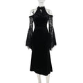 Robe Nocturne – Dentelle Noire & Manches Évasées Gothiques