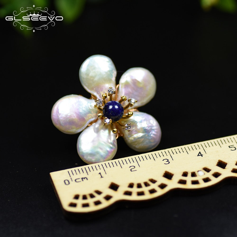 Fleurs de Givre — Boucles d’oreilles en Perles Baroques & Lapis-Lazuli