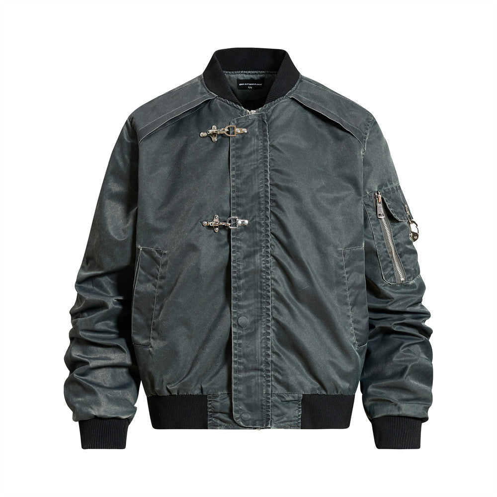 Blouson bomber gothique homme à fermoirs métalliques