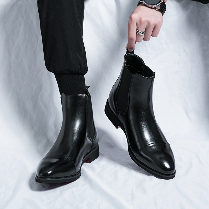 Bottines Nocturne Écarlate – Chelsea Homme à Bout Pointu