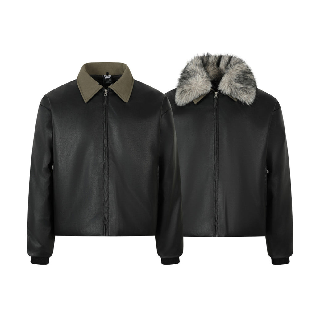 Blouson noir homme col fourrure – Élégance d’hiver