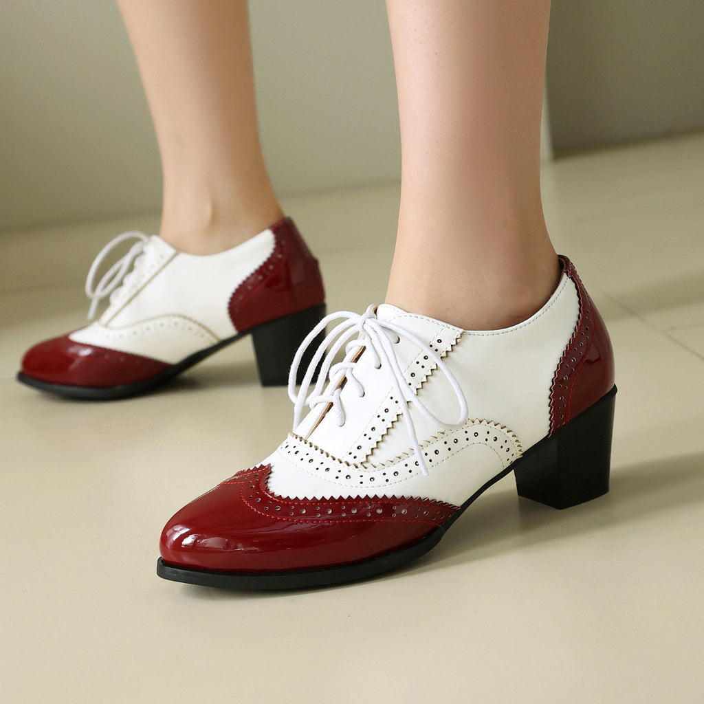 Chaussures richelieu rétro à talon épais – Élégance du Cirque des Ombres
