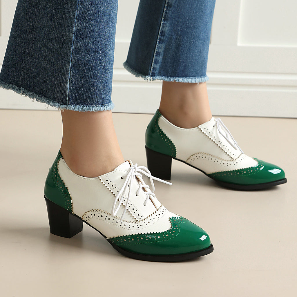 Chaussures richelieu rétro à talon épais – Élégance du Cirque des Ombres