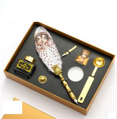 Coffret d’écriture mystique Chouette – Plume & Encrier