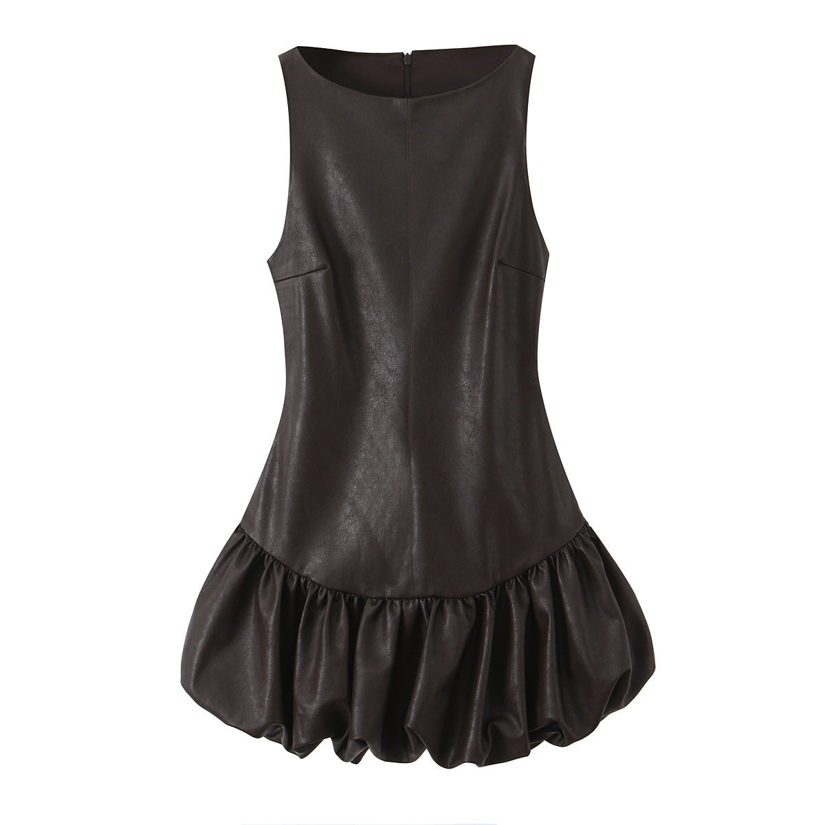 L’Exilée des Cieux — Robe Noire Effet Cuir
