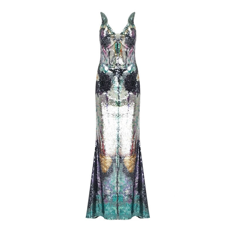 🦋 Robe Papillon des Abysses – Sequins irisés