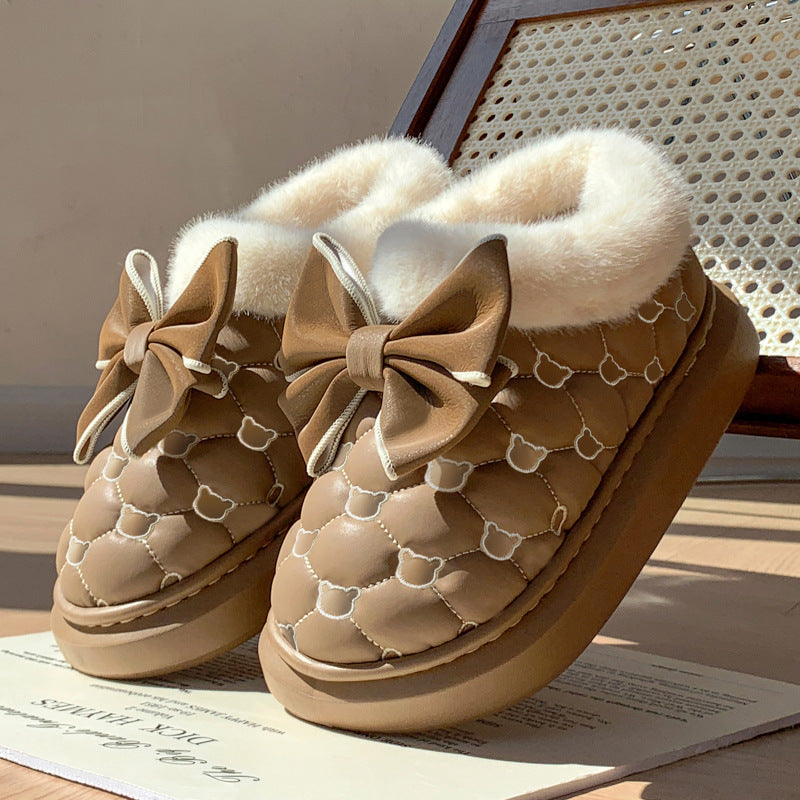 Pantoufles cocooning matelassées à nœud – Douceur d’Hiver