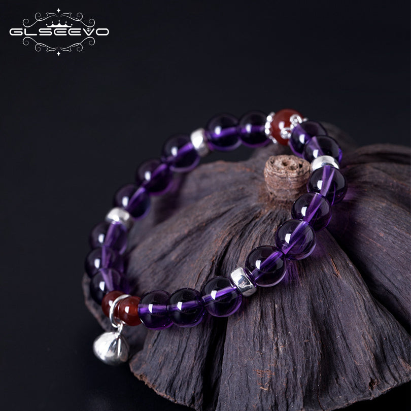 Lune d’Améthyste — Bracelet en Argent 925 & Pierres Naturelles