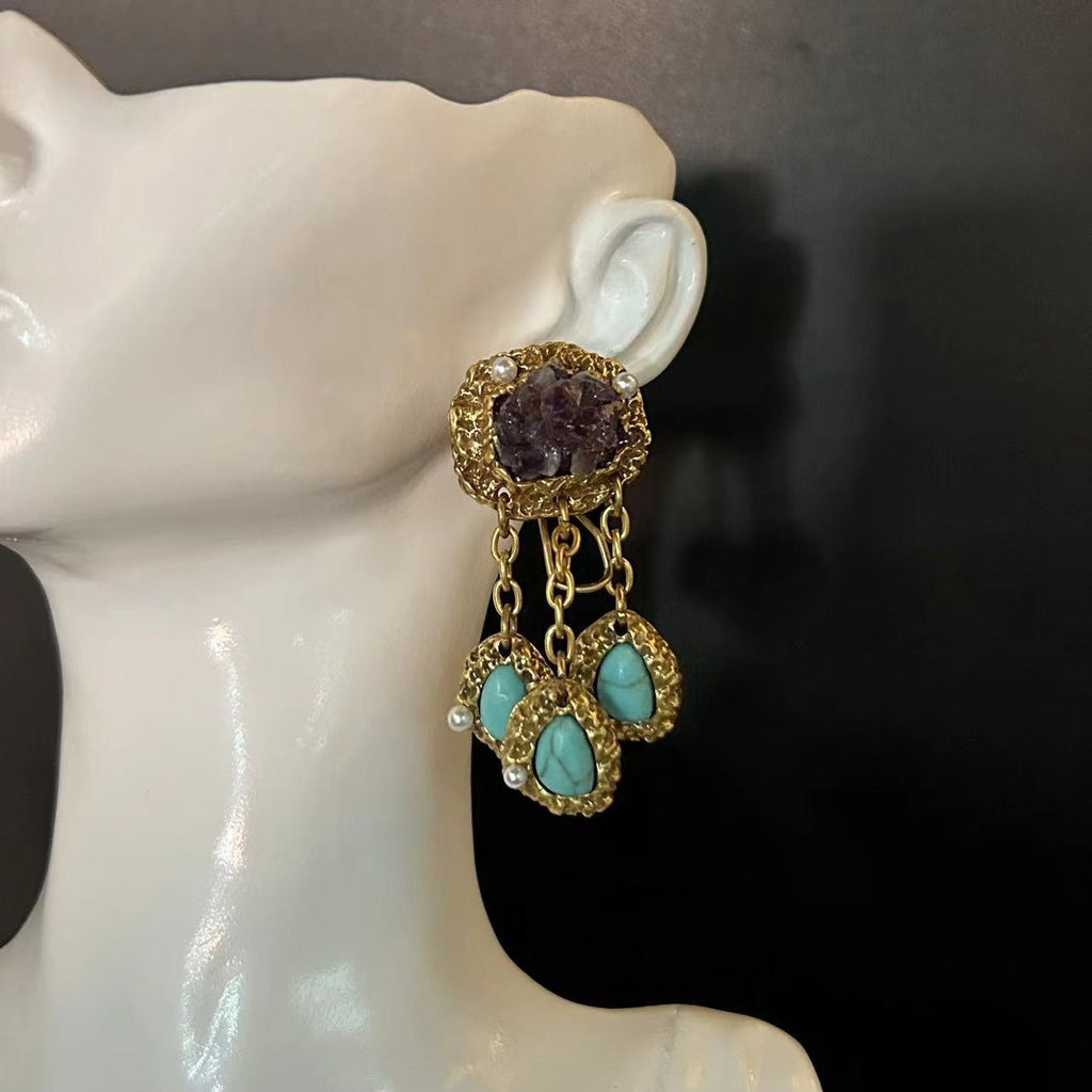 Les Larmes de Bohème — Boucles d’Oreilles Améthyste & Turquoise
