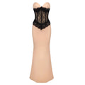 🖤 Robe longue « Mirage d’Obsidienne » – Nude & dentelle noire